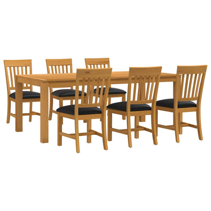 vidaXL Dining Set 7 pcs Black Solid Oak Wood