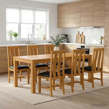 vidaXL Dining Set 7 pcs Black Solid Oak Wood