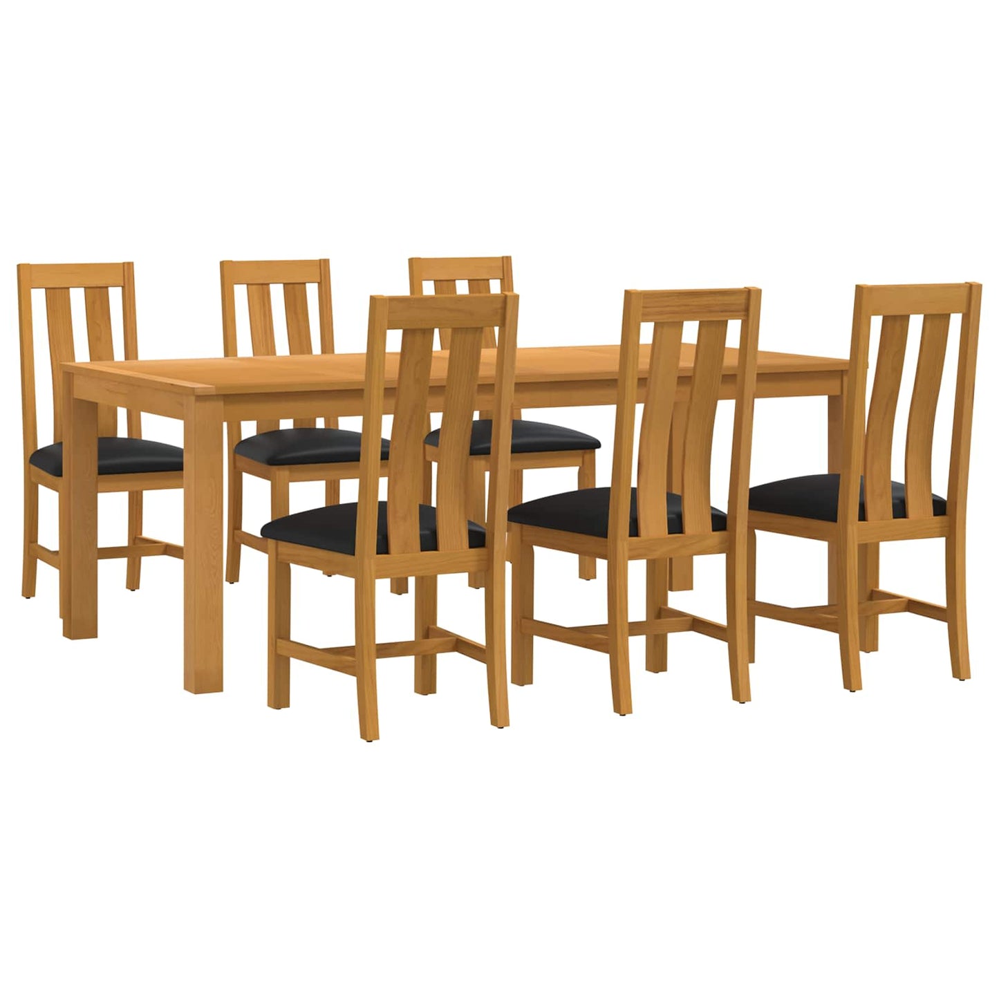 vidaXL Dining Set 7 pcs Black Solid Oak Wood