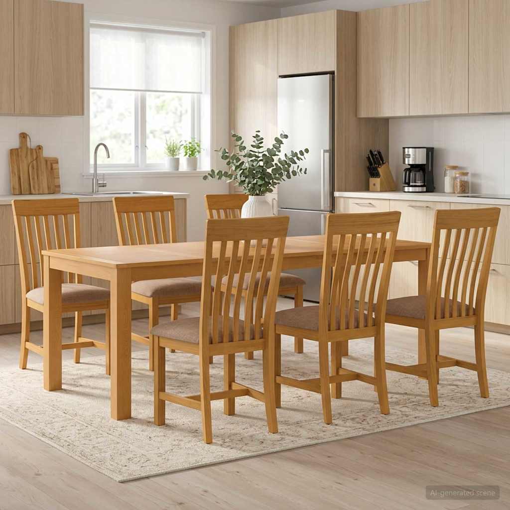 vidaXL Dining Set 7 pcs Grey Solid Oak Wood