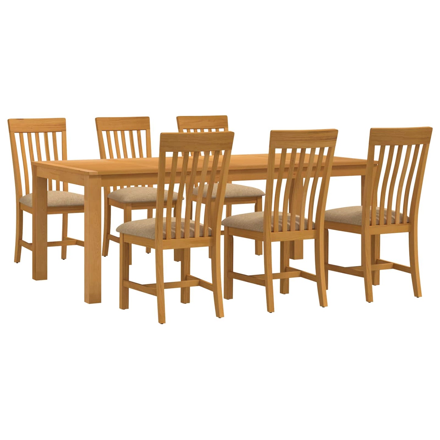 vidaXL Dining Set 7 pcs Beige Solid Oak Wood