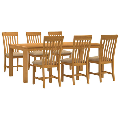 vidaXL Dining Set 7 pcs Beige Solid Oak Wood