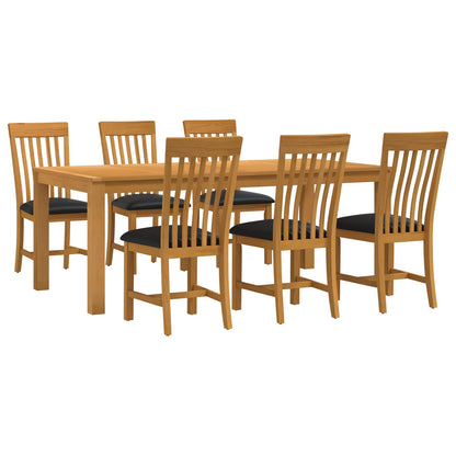 vidaXL Dining Set 7 pcs Black Solid Oak Wood