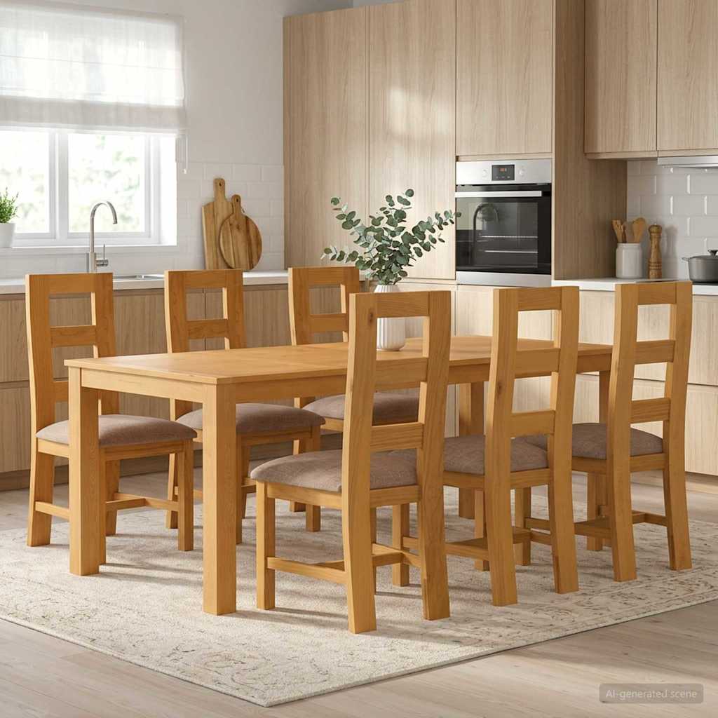 vidaXL Dining Set 7 pcs Grey Solid Oak Wood