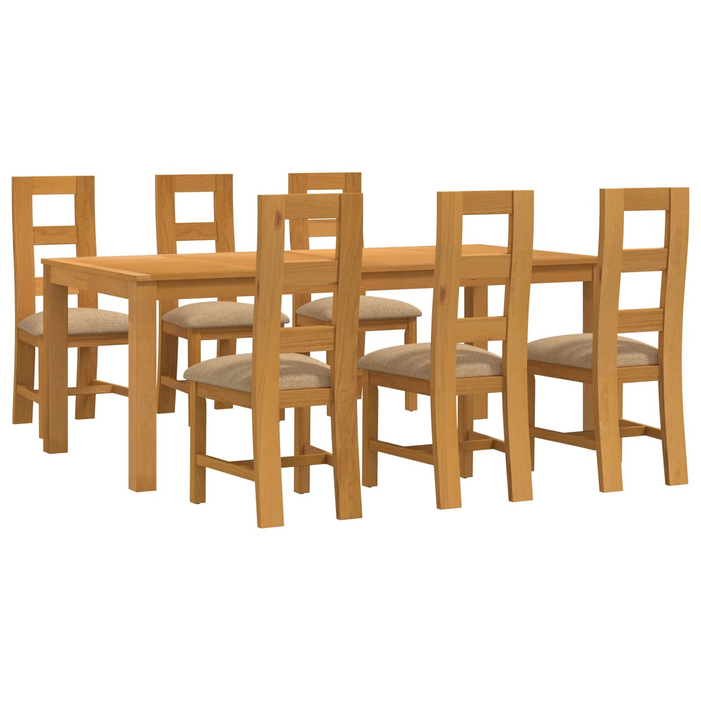 vidaXL Dining Set 7 pcs Beige Solid Oak Wood