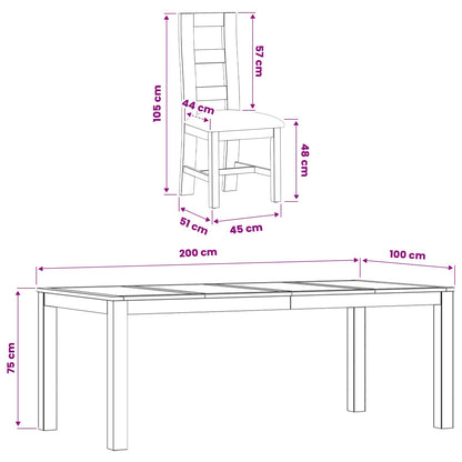 vidaXL Dining Set 7 pcs Beige Solid Oak Wood