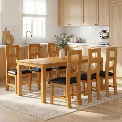 vidaXL Dining Set 7 pcs Black Solid Oak Wood