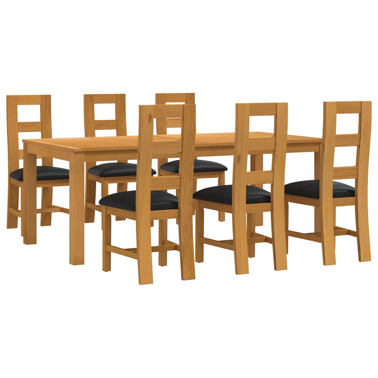 vidaXL Dining Set 7 pcs Black Solid Oak Wood