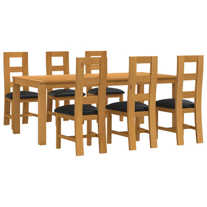 vidaXL Dining Set 7 pcs Black Solid Oak Wood