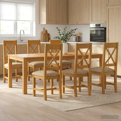 vidaXL Dining Set 7 pcs Beige Solid Oak Wood