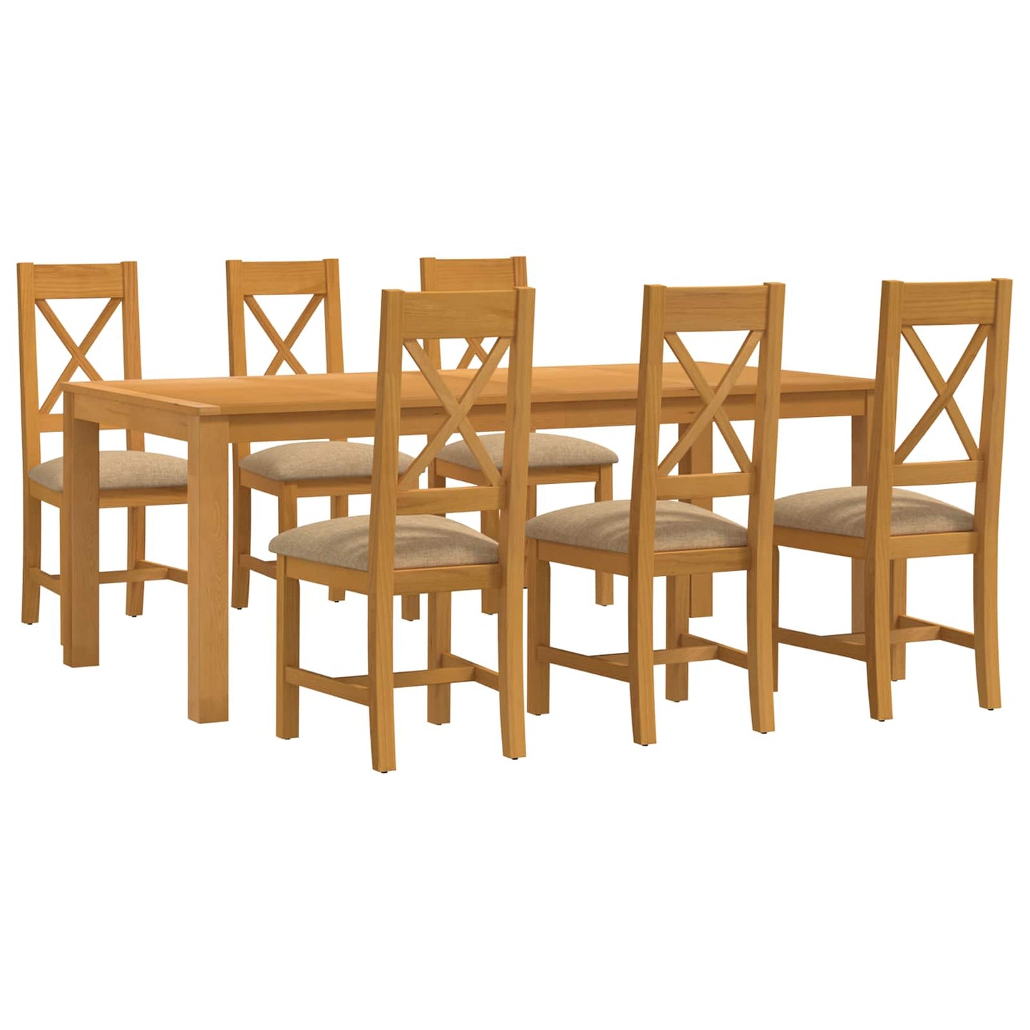 vidaXL Dining Set 7 pcs Beige Solid Oak Wood
