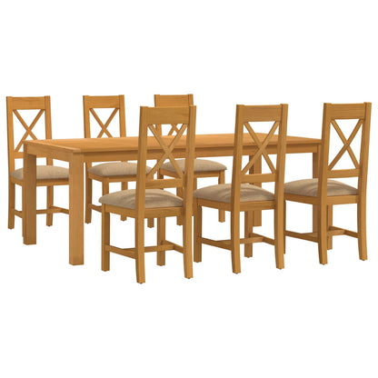 vidaXL Dining Set 7 pcs Beige Solid Oak Wood