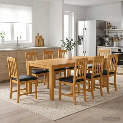 vidaXL Dining Set 9 pcs Black Solid Oak Wood