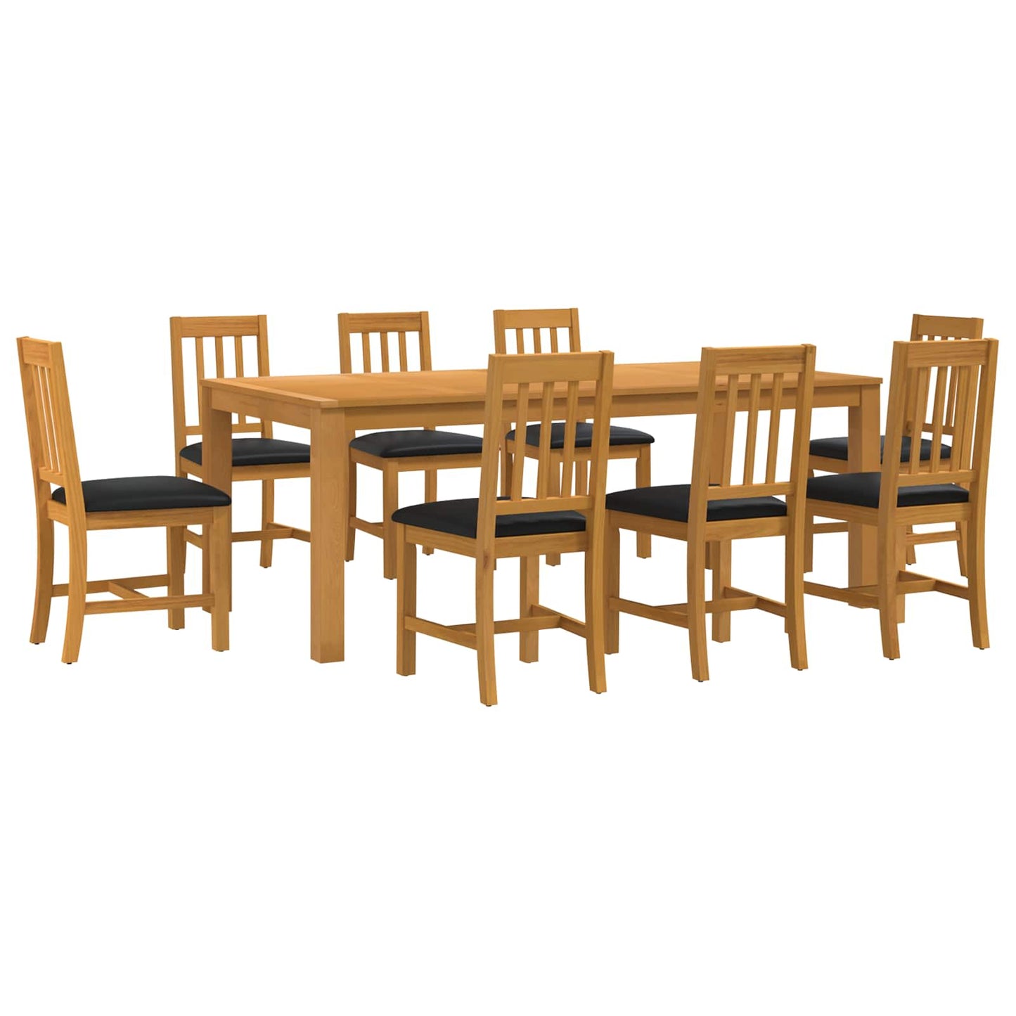 vidaXL Dining Set 9 pcs Black Solid Oak Wood
