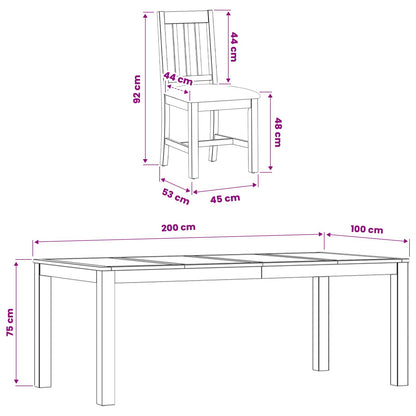 vidaXL Dining Set 9 pcs Black Solid Oak Wood