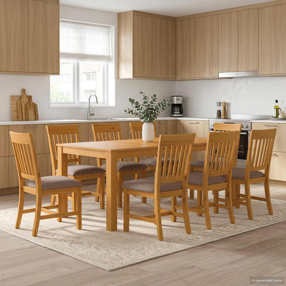 vidaXL Dining Set 9 pcs Grey Solid Oak Wood