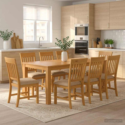 vidaXL Dining Set 9 pcs Beige Solid Oak Wood