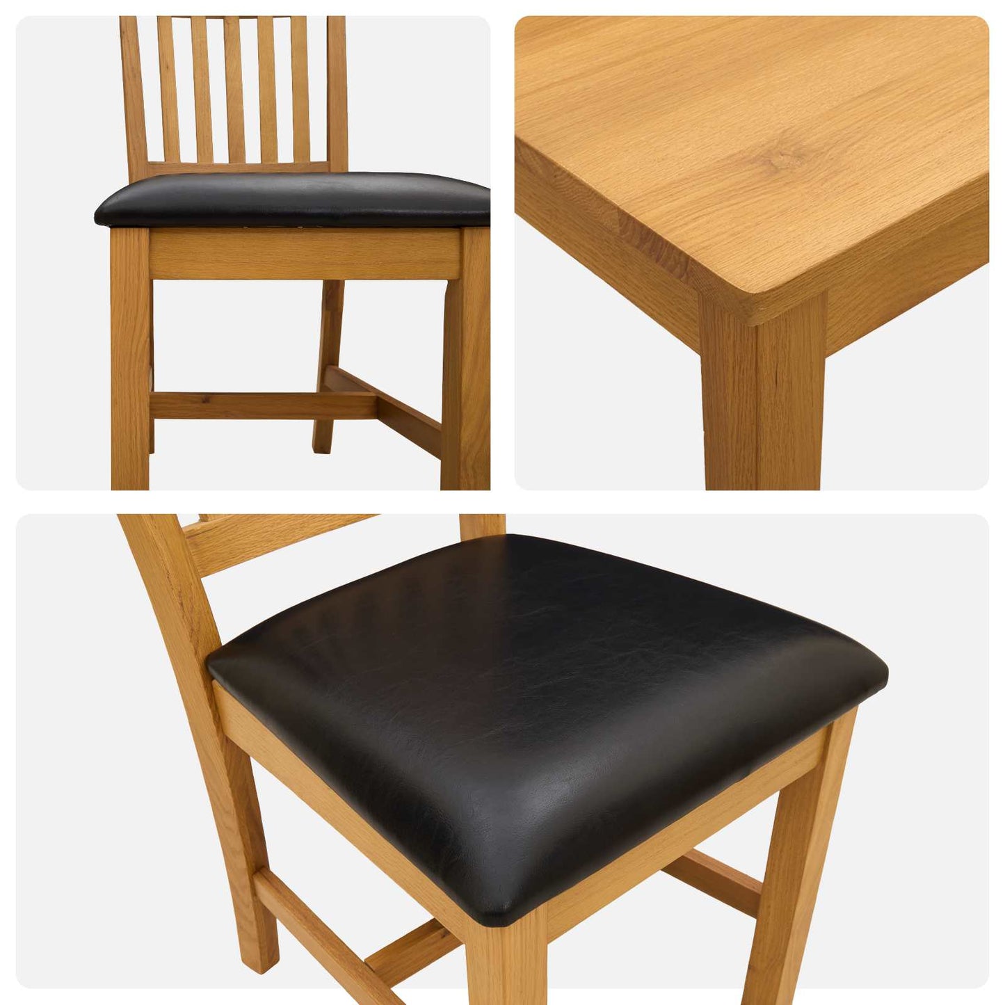 vidaXL Dining Set 9 pcs Black Solid Oak Wood