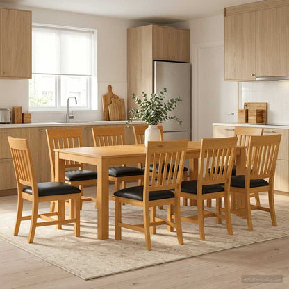 vidaXL Dining Set 9 pcs Black Solid Oak Wood