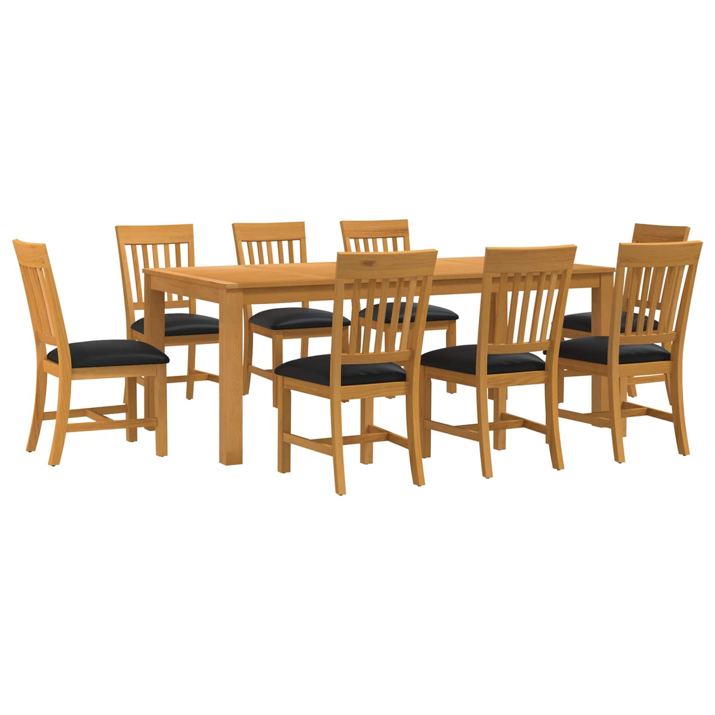 vidaXL Dining Set 9 pcs Black Solid Oak Wood