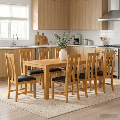 vidaXL Dining Set 9 pcs Black Solid Oak Wood