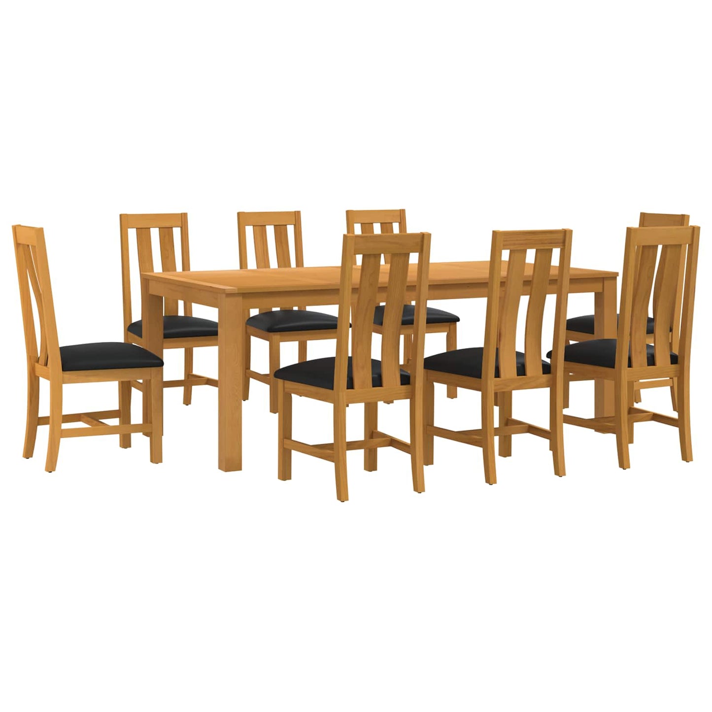 vidaXL Dining Set 9 pcs Black Solid Oak Wood