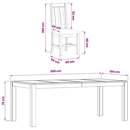 vidaXL Dining Set 9 pcs Black Solid Oak Wood