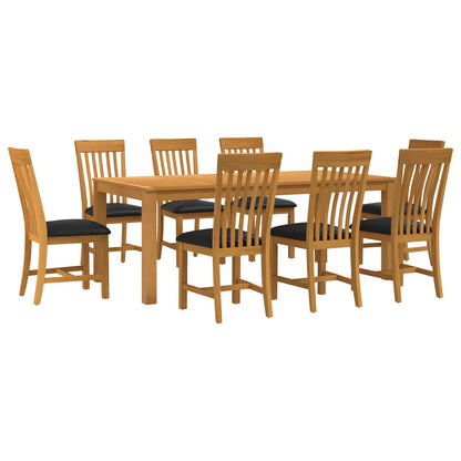 vidaXL Dining Set 9 pcs Black Solid Oak Wood