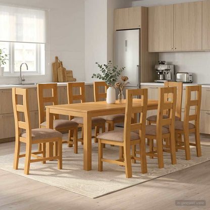 vidaXL Dining Set 9 pcs Grey Solid Oak Wood