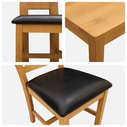 vidaXL Dining Set 9 pcs Black Solid Oak Wood