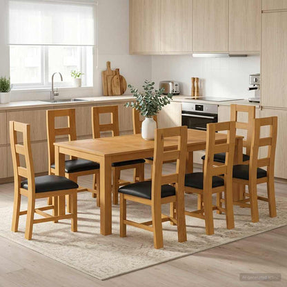 vidaXL Dining Set 9 pcs Black Solid Oak Wood