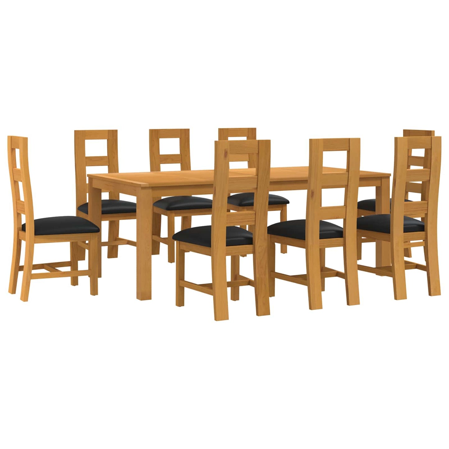 vidaXL Dining Set 9 pcs Black Solid Oak Wood