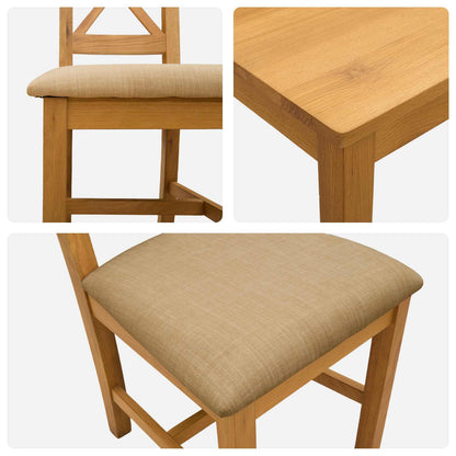 vidaXL Dining Set 9 pcs Beige Solid Oak Wood