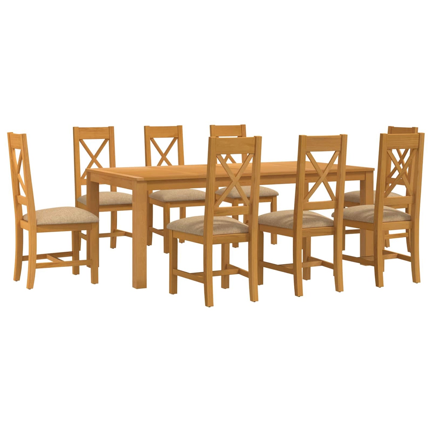 vidaXL Dining Set 9 pcs Beige Solid Oak Wood