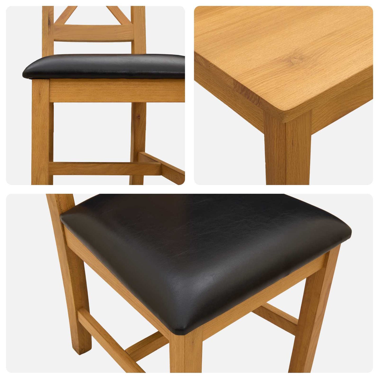 vidaXL Dining Set 9 pcs Black Solid Oak Wood