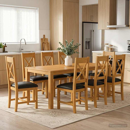 vidaXL Dining Set 9 pcs Black Solid Oak Wood