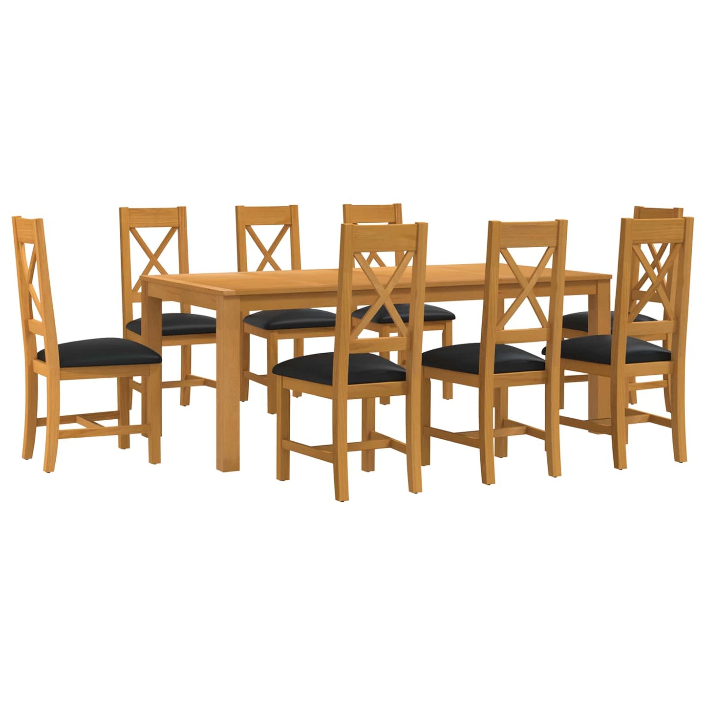 vidaXL Dining Set 9 pcs Black Solid Oak Wood