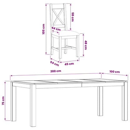 vidaXL Dining Set 9 pcs Black Solid Oak Wood