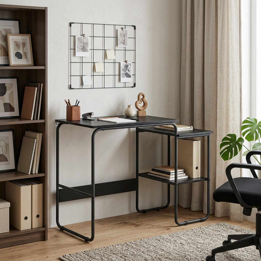 vidaXL Desk with Storage Black Oak 100 x 50 x 75 cm