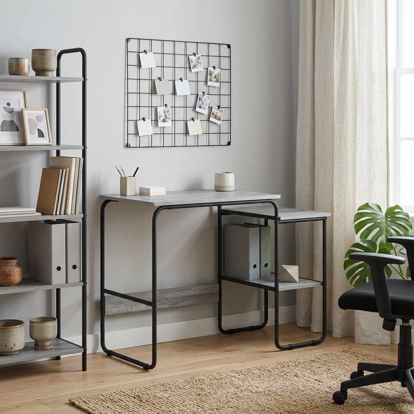 vidaXL Desk with Storage Grey Sonoma 100 x 50 x 75 cm