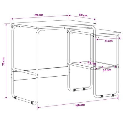 vidaXL Desk with Storage Grey Sonoma 100 x 50 x 75 cm