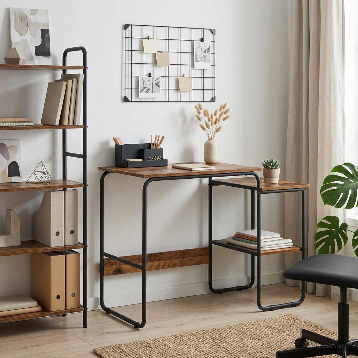 vidaXL Desk with Storage Oak Wood 100 x 50 x 75 cm