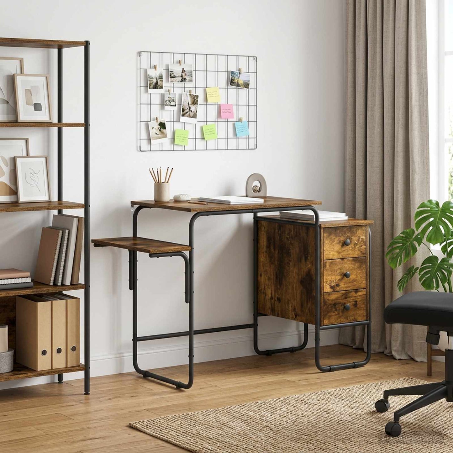 vidaXL Desk with Storage Smoked Oak 120 x 50 x 75 cm