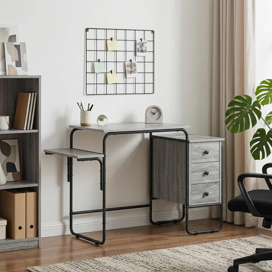 vidaXL Desk with Storage Grey Sonoma 120 x 50 x 75 cm