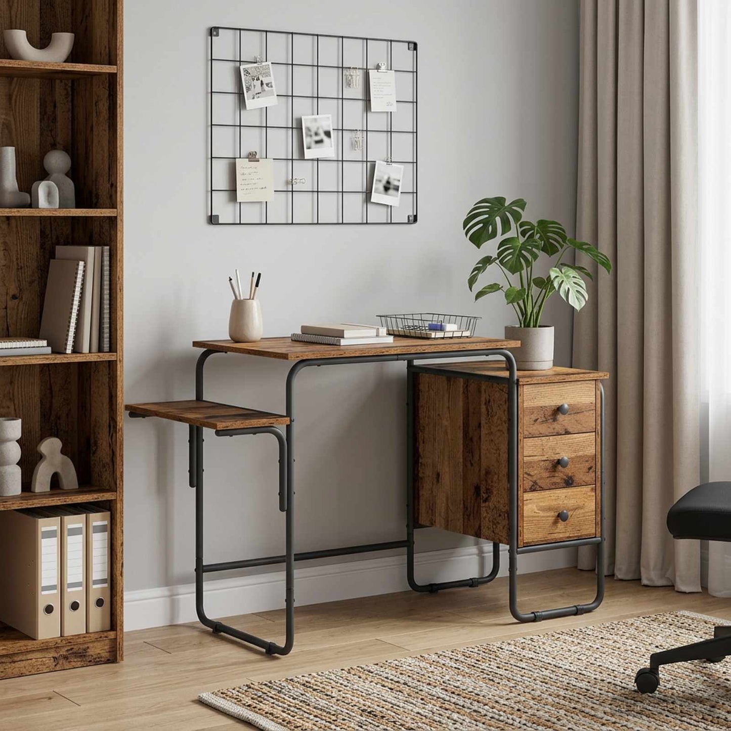 vidaXL Desk with Storage Oak Wood 120 x 50 x 75 cm