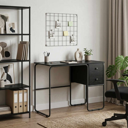vidaXL Desk with Storage Black Oak 100 x 50 x 75 cm