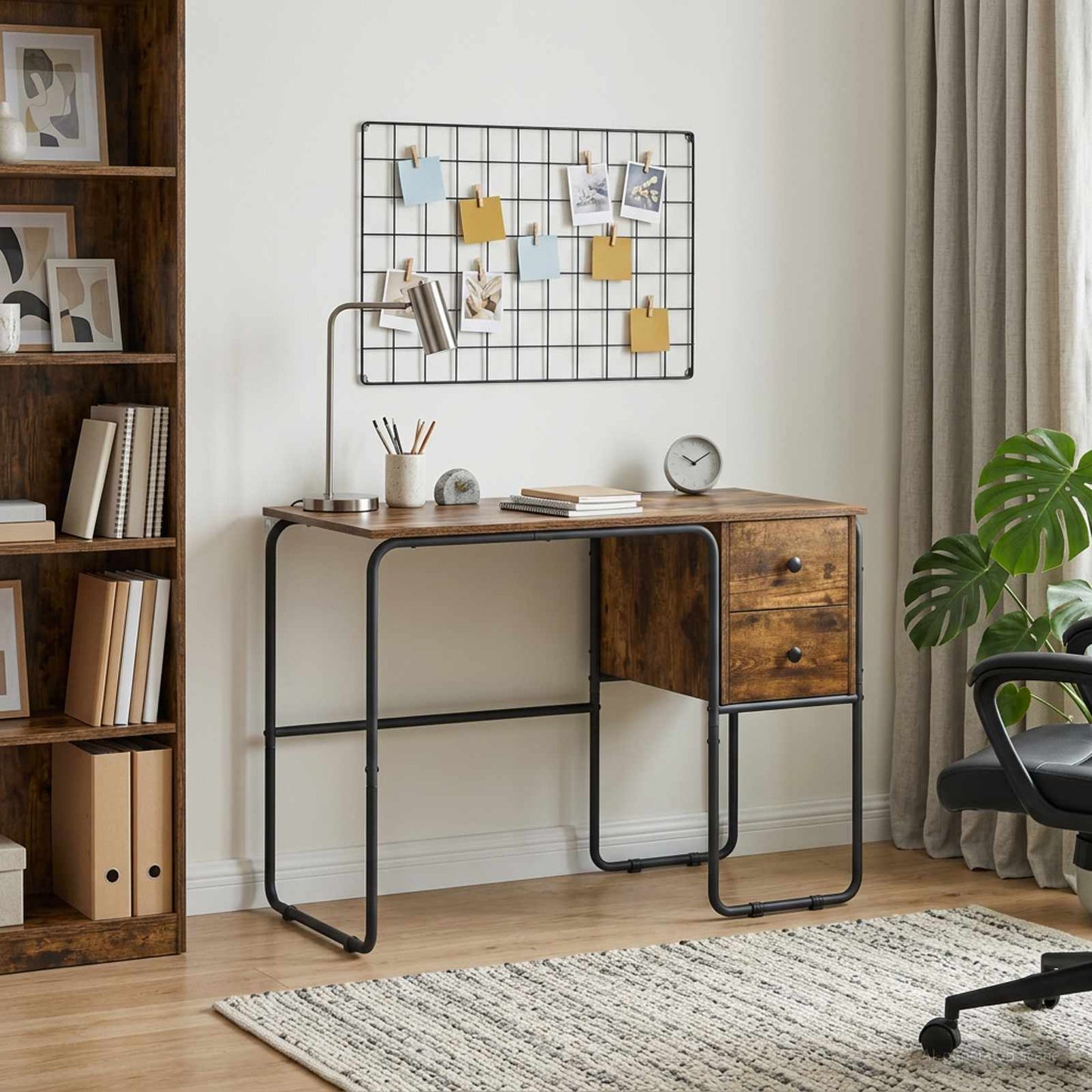 vidaXL Desk with Storage Smoked Oak 100 x 50 x 75 cm