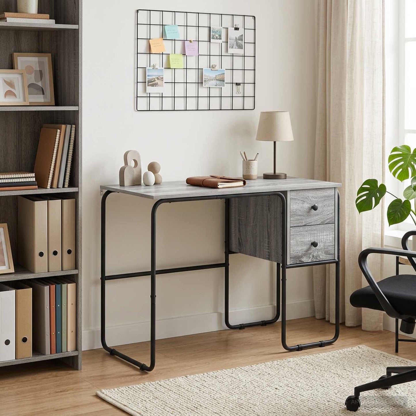 vidaXL Desk with Storage Grey Sonoma 100 x 50 x 75 cm