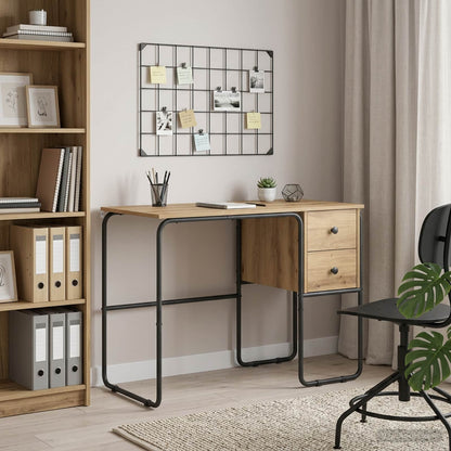 vidaXL Desk with Storage Artisan Oak 100 x 50 x 75 cm