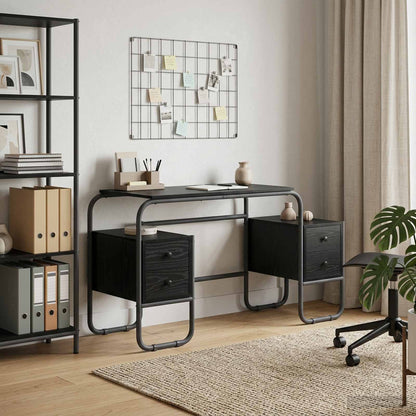 vidaXL Desk with Storage Black Oak 145 x 50 x 75 cm